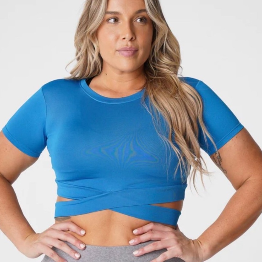 Brand new cobalt blue NVGTN crossbody tee